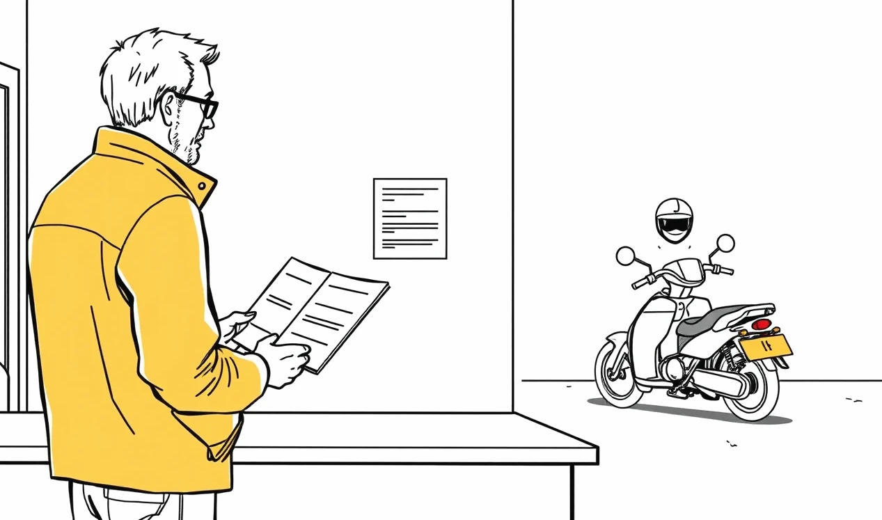 Vodič drží v ruke osvedčenie o evidencii vozidla pred návštevou úradu