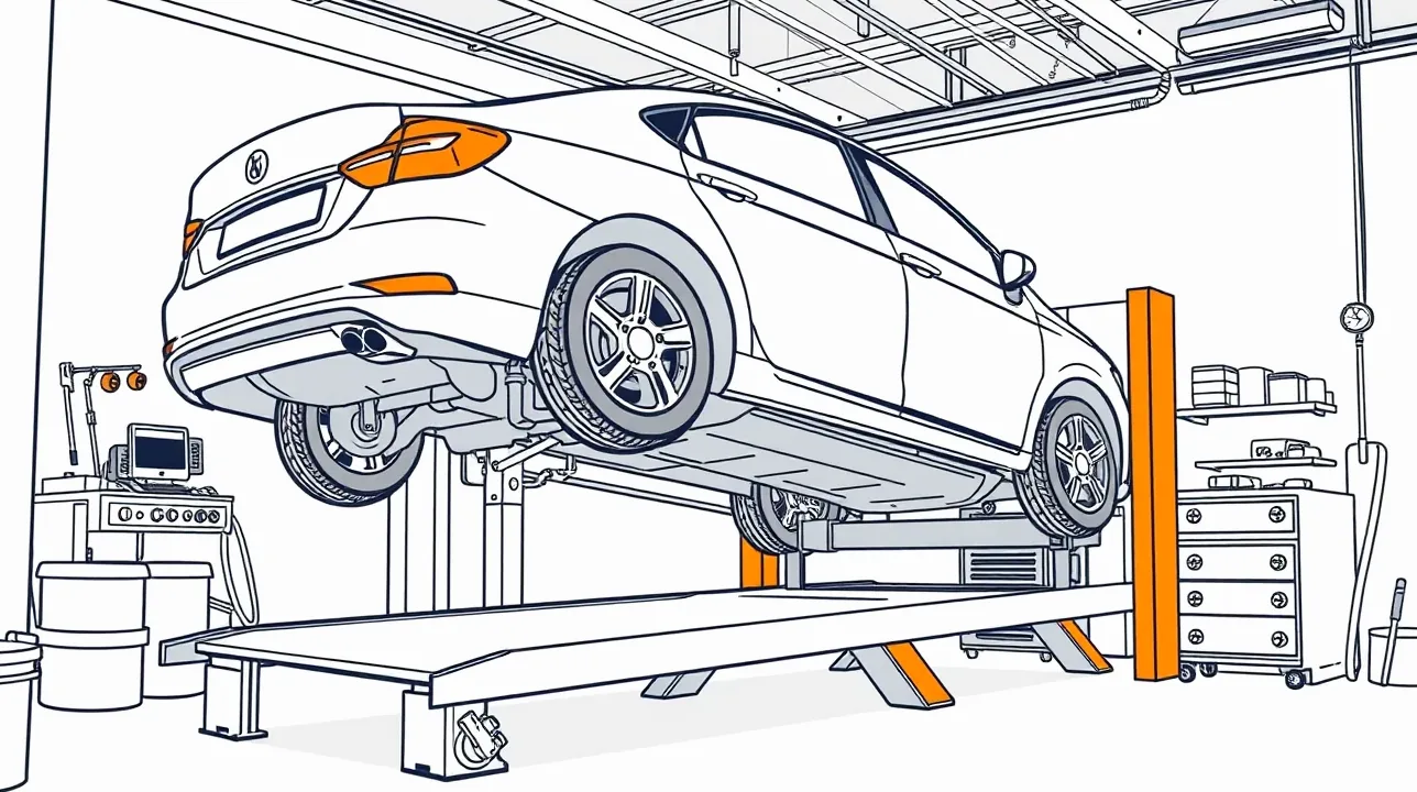 Mechanik v autoservise kontroluje opotrebovanie dielov staršieho vozidla