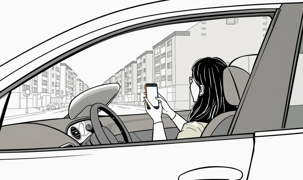 Vodič vypĺňa záznam o nehode na kapote poškodeného auta