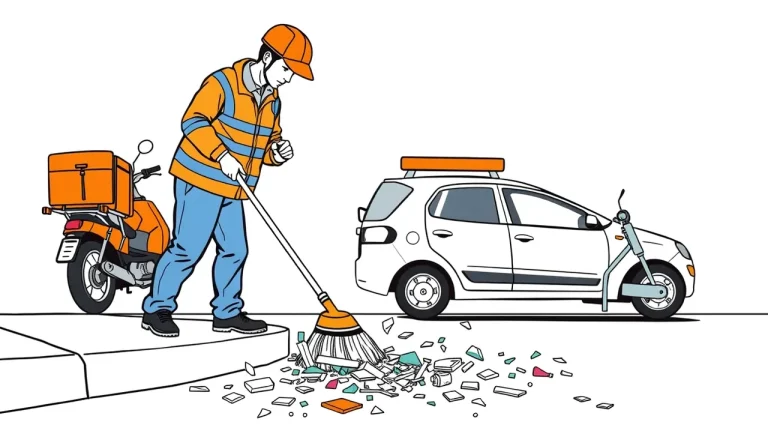 Hasiči čistia vozovku a posypávajú uniknutý motorový olej sorbentom po dopravnej nehode