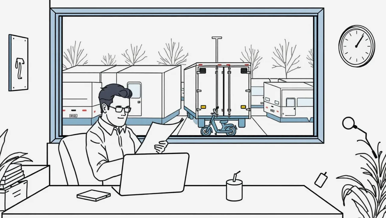 Technik kontroluje brzdový systém a nápravy návesu na stanici technickej kontroly