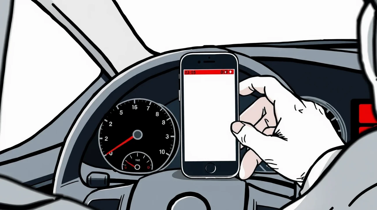 Pohľad na palubnú dosku osobného auta s detailom na stav odometra