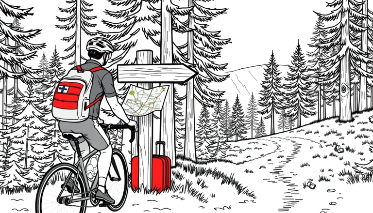 Starší cyklista s prilbou na lesnej asfaltovej ceste počas výletu