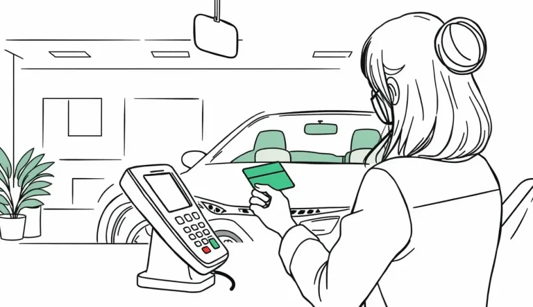 Klient autopožičovne podpisuje zmluvu o prenájme vozidla pri letiskovom pulte