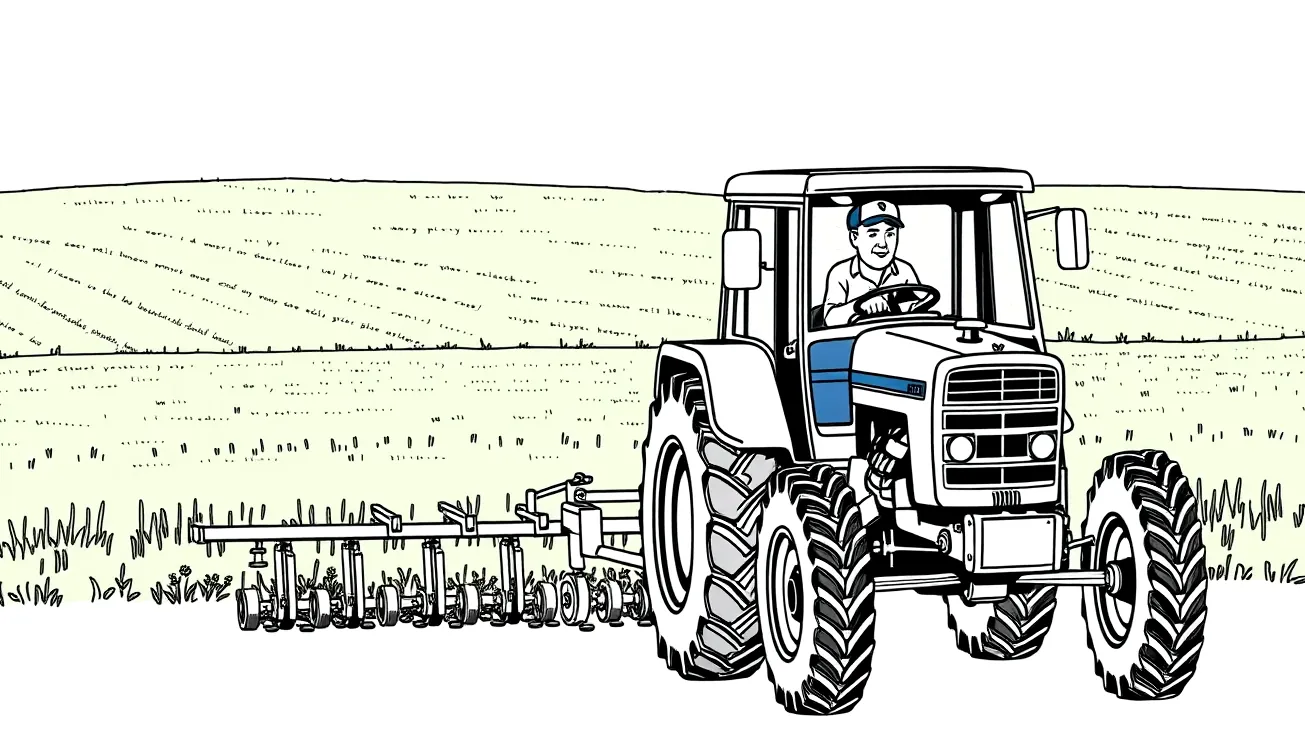 Traktor s hydraulickým čelným nakladačom stojaci na hospodárskom dvore
