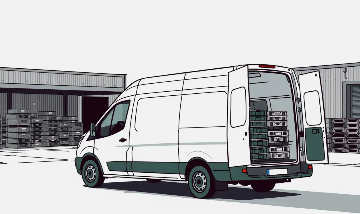 Rad firemných ťahačov Iveco S-Way stojaci v areáli logistického centra