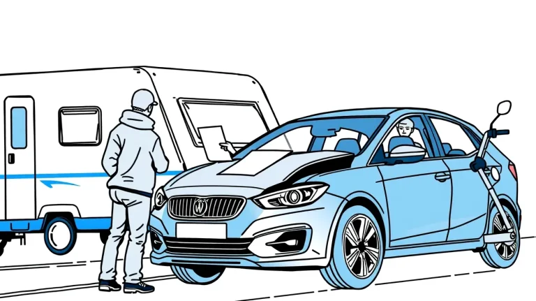 Obytný automobil zaparkovaný na trávnatej ploche v kempe