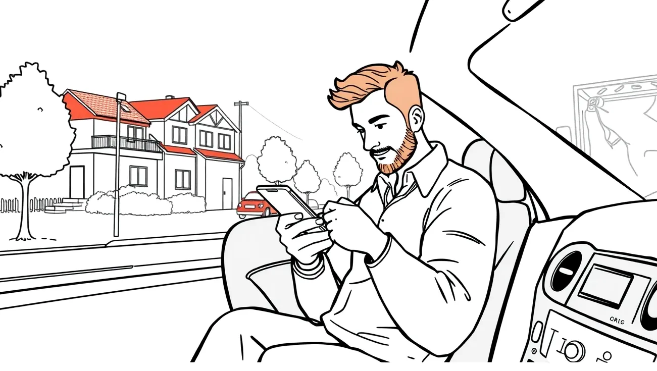 Vodič s mobilným telefónom kontrolujúci zelenú kartu v aute