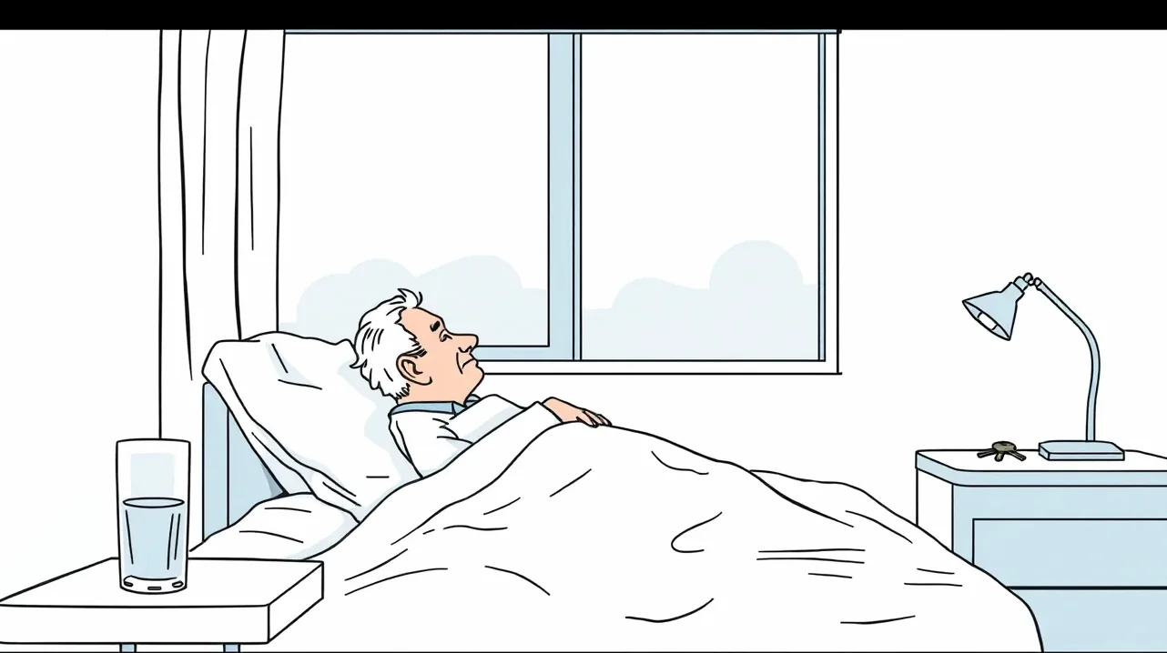 Starší muž študuje poistnú zmluvu a list vlastníctva pri okne rodinného domu