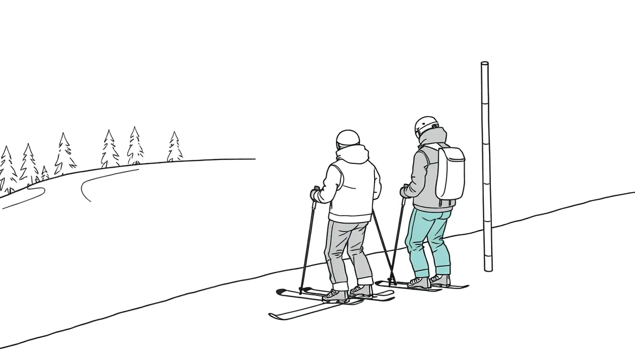 Skialpinista stúpajúci na lyžiach po zasneženom horskom hrebeni