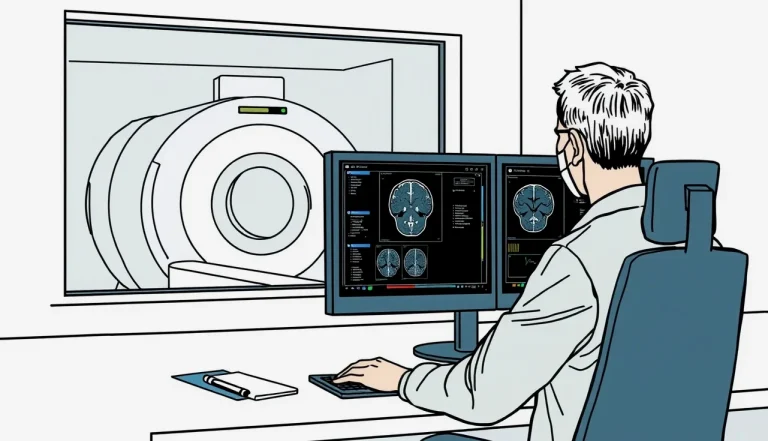 Lekár vyšetruje staršieho pacienta po úraze hlavy v neurologickej ambulancii