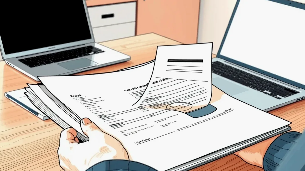 Právne dokumenty, certifikát o poistení proti úpadku a platobná karta na stole