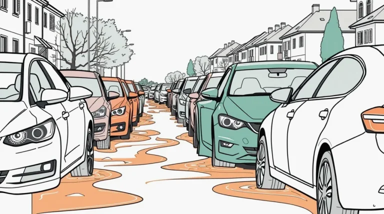 Zaplavené osobné auto stojace v hlbokej vode na zatopenej ulici po prívalovom daždi