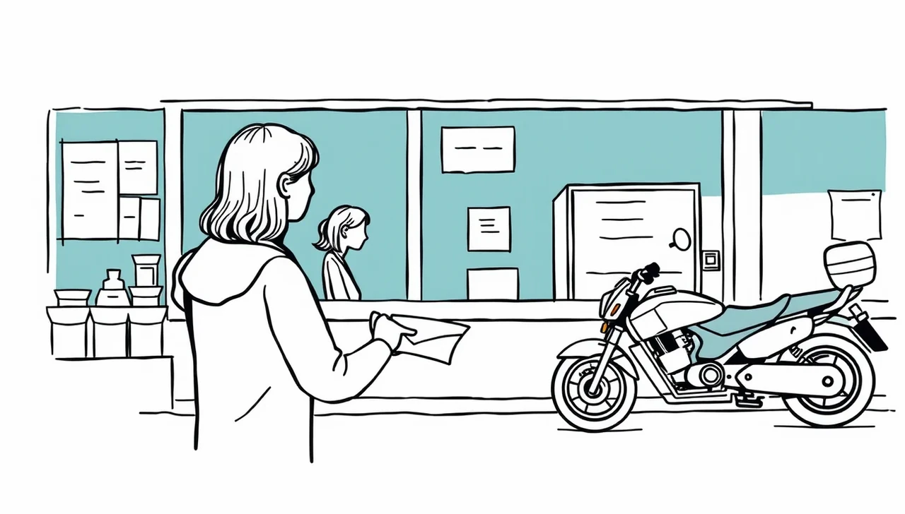 Motocykel a osobný príves zaparkované pred rodinným domom